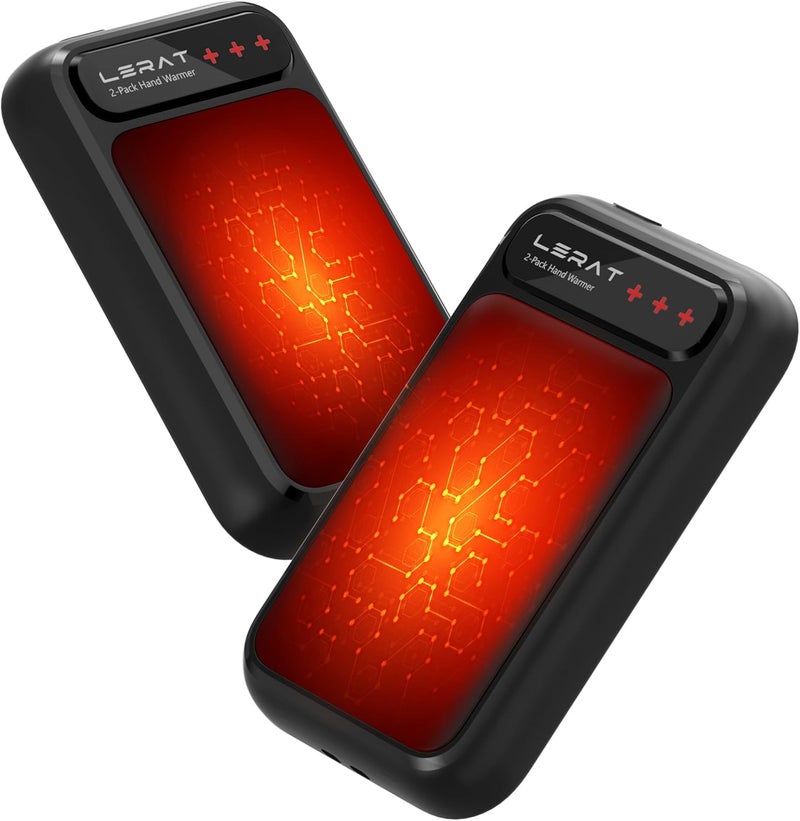 Lerat Hand Warmers Rechargeable 2 Pack, Electric Hand Warmers, Fast Heating, Portable Pocket Heater, 2 in 1 Quick Charge Hand Warmer for Outdoor Indoor, Warmer Gift for Christmas, Golf, Camping - Image 1